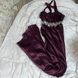 Dark purple prom dress with silver detailing Size: M